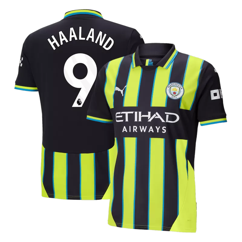 Haaland #9 Maglia Away Manchester City 2024/25 - Nero e giallo